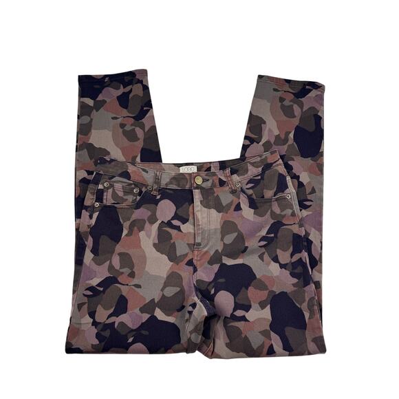 LOGO Lori Goldstein Abstract Camo Print Stretch Jeans Women's Size 10 - Picture 2 of 8